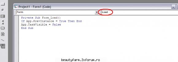 writing the keylogger your form (design) and you see the source our keylogger, almost empty this