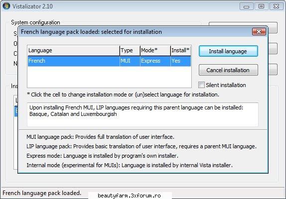 schimba limba vista change language vista you may optionally change the mode the table. then press