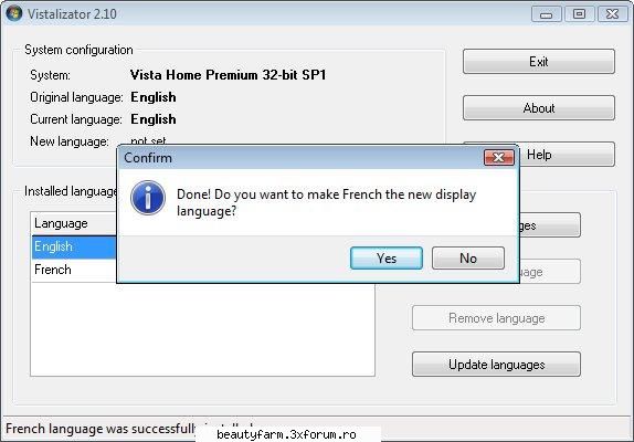 schimba limba vista change language vista confirm change the current display language the new