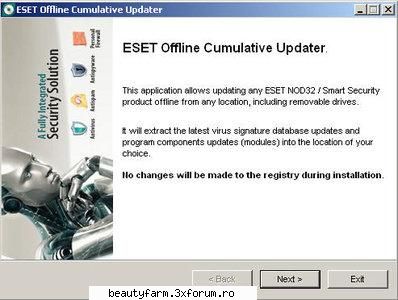 eset offline cumulative update 4133 (20090605) | 48 mb
this allows updating any eset product