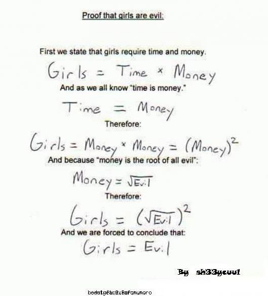 Algebra demonstreaza ca femeile sunt diabolice :) - Un raspuns din partea unu tovaras al meu si - COOL STUFF