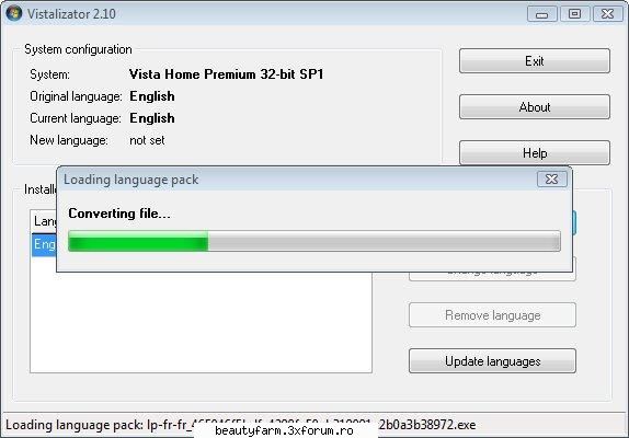 Schimba limba in Vista Change language in Vista - 3. Wait for the language pack to be loaded, its - SOFT-URI